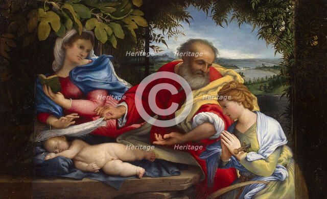 Rest on the Flight into Egypt with Saint Justina', 1529. Creator: Lotto, Lorenzo (1480-1556).