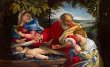Rest on the Flight into Egypt with Saint Justina 1529. Creator: Lotto, Lorenzo (1480-1556)
