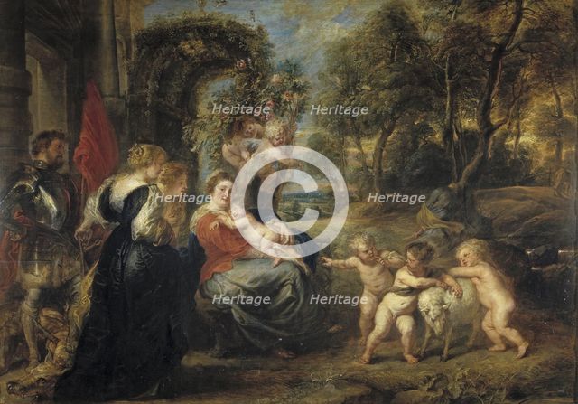 Rest on the Flight into Egypt, with Saints, c. 1635. Artist: Rubens, Pieter Paul (1577-1640)