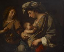 Rest on the Flight into Egypt, Virgin Mary nursing the infant Jesus, 1600-1666. Creator: Guercino