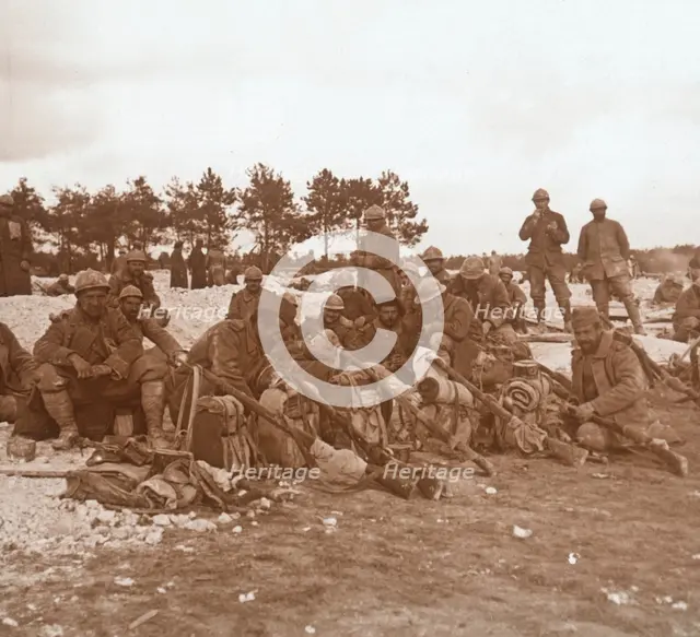 Rest stop, Champagne, northern France, c1914-c1918. Artist: Unknown.