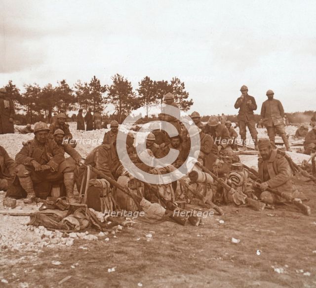 Rest stop, Champagne, northern France, c1914-c1918. Artist: Unknown.