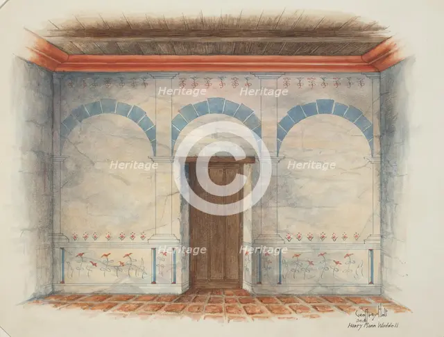 Restoration Drawing, 1937. Creators: Geoffrey Holt, Harry Mann Waddell.