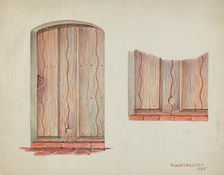 Restoration Drawing: Wall Decoration over Doorway, Facade of Mission House, 1936. Creator: Robert W.R. Taylor