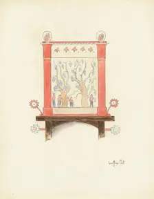 Restoration Drawing: Wall Decoration Over Doorway in Mission House, 1937. Creator: Geoffrey Holt