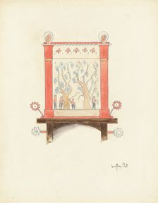 Restoration Drawing: Wall Decoration Over Doorway in Mission House, 1937. Creator: Geoffrey Holt
