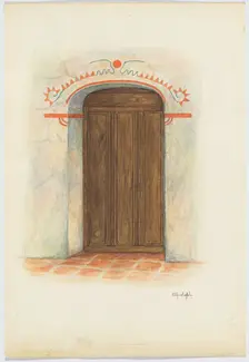 Restoration Drawing Wall Painting and Door, Facade Mission House, 1941. Creator: Cornelius Christoffels