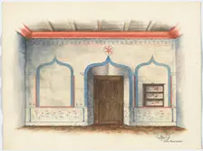 Restoration Drawing: Wall Painting, c. 1939. Creators: Geoffrey Holt, Harry Mann Waddell