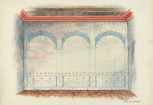 Restoration Drawing: Wall Painting, c. 1939. Creators: Geoffrey Holt, Harry Mann Waddell