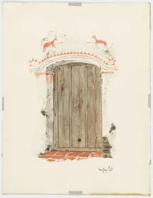 Restoration Drawing: Facade of Mission House, 1937. Creator: Geoffrey Holt