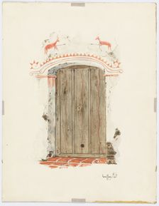 Restoration Drawing: Facade of Mission House, 1937. Creator: Geoffrey Holt