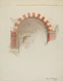 Restoration Drawing: Main Doorway and Arch to Mission House, 1936. Creator: Robert W.R. Taylor