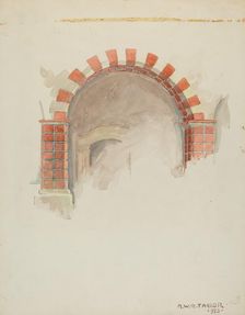 Restoration Drawing: Main Doorway and Arch to Mission House, 1936. Creator: Robert W.R. Taylor