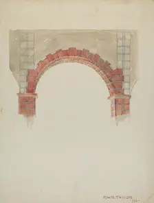 Restoration Drawing: Main Doorway & Arch to Mission House, 1936. Creator: Robert W.R. Taylor