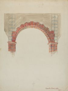 Restoration Drawing: Main Doorway & Arch to Mission House, 1936. Creator: Robert W.R. Taylor
