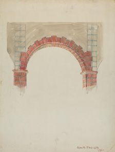 Restoration Drawing: Main Doorway & Arch to Mission House, 1936. Creator: Robert W.R. Taylor