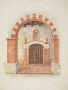 Restoration Drawing: Main Doorway & Arch to Mission House, c. 1939. Creator: William Kieckhofel