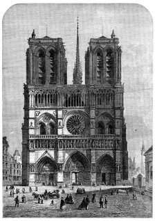 Restoration of Notre Dame, Paris: the Western Façade, 1862. Creator: Felix Thorigny