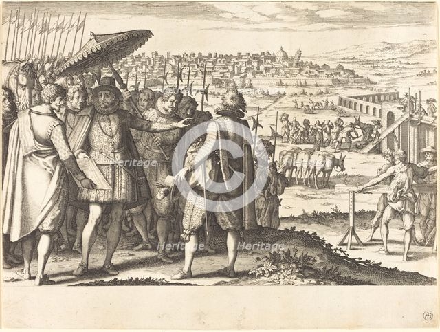 Restoration of the Aqueduct at Pisa, c. 1614. Creator: Jacques Callot.