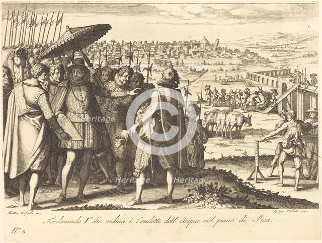Restoration of the Aqueduct at Pisa, c. 1614. Creator: Jacques Callot.