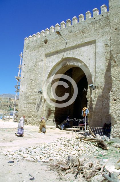 Restoration of the Bab Mahrouk gate, Morocco. Creator: Vivienne Sharp.