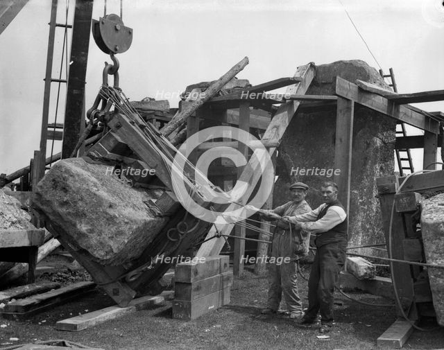 Restoration work at Stonehenge, Amesbury, Wiltshire, 1919-1920. Artist: A Trowbridge