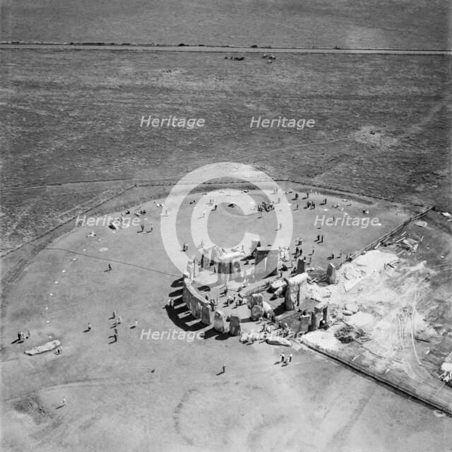 Restoration work at Stonehenge, Wiltshire, July 1958.  Artist: Aerofilms.