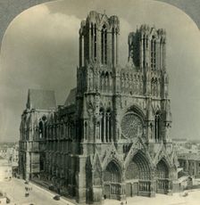 Restored Cathedral of Reims, France c1930s. Creator: Unknown