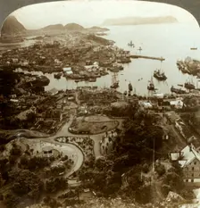 Restoring a burned city - Aalesund, an island port, and important cod-fish market, Norway c1905. Creator: Unknown