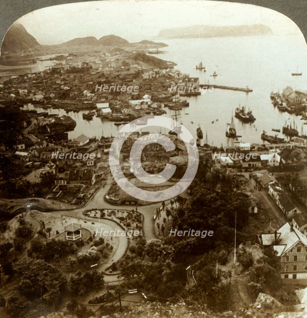 'Restoring a burned city - Aalesund, an island port, and important cod-fish market, Norway', c1905. Creator: Unknown.