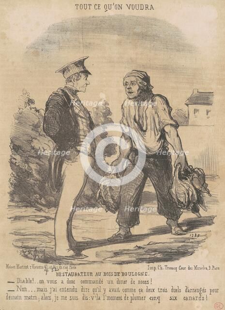 Restaurateur au Bois de Boulogne, 19th century. Creator: Honore Daumier.