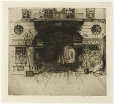 Restaurant Cavalier, plate five from the Paris Set, 1904. Creator: David Young Cameron