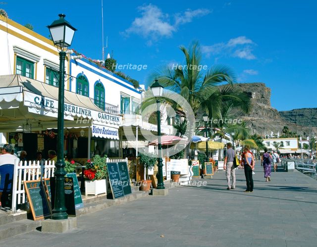 Restaurant, Puerto de Mogan, Gran Canaria, Canary Islands. Creator: Peter Thompson.