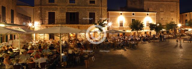 Restaurants in the Placa Major, Pollensa, Mallorca, Spain.