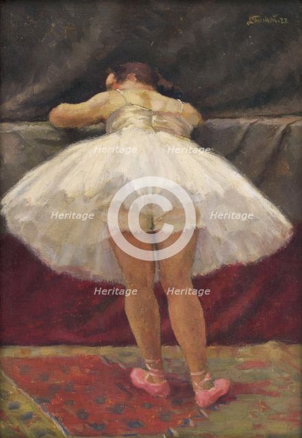 Resting ballet dancer, 1922. Creator: Ladislav Treskon.