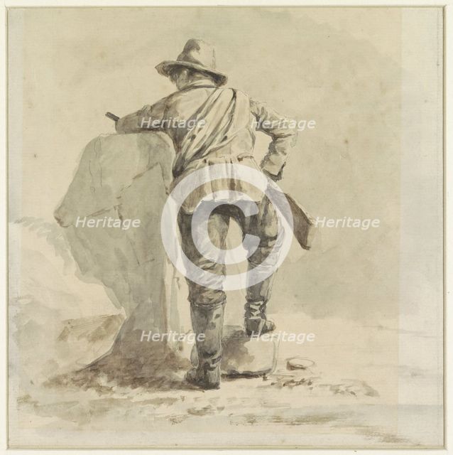 Resting boy, seen from the back, 1825-1893. Creator: Johann Bernard Klombeck.