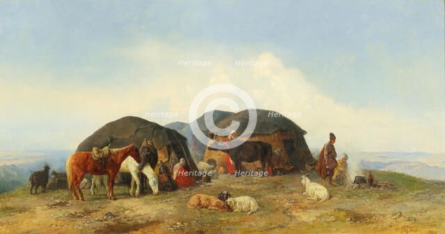 Resting cattle herders in the Northern Caucasus, 1874. Creator: Baykov, Fyodor Ilyich (1818-1890).