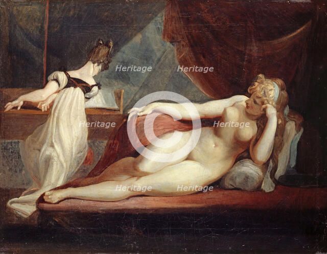 Resting female nude and a piano player, 1799-1800. Creator: Füssli (Fuseli), Johann Heinrich (1741-1825).