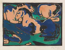Resting horses, 1911-1912. Creator: Marc, Franz (1880-1916)