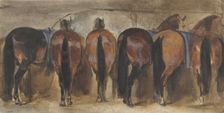 Resting horses in the stable, 1839-1870. Creator: Joseph Zephyris Gengembre
