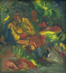 Resting Hunter with Two Dogs, 1940-1944. Creator: Arnold Peter Weisz-Kubincan
