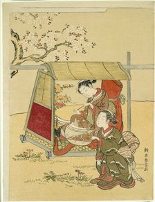 Resting in a Palanquin Beneath Cherry Blossoms, c. 1767/68. Creator: Suzuki Harunobu