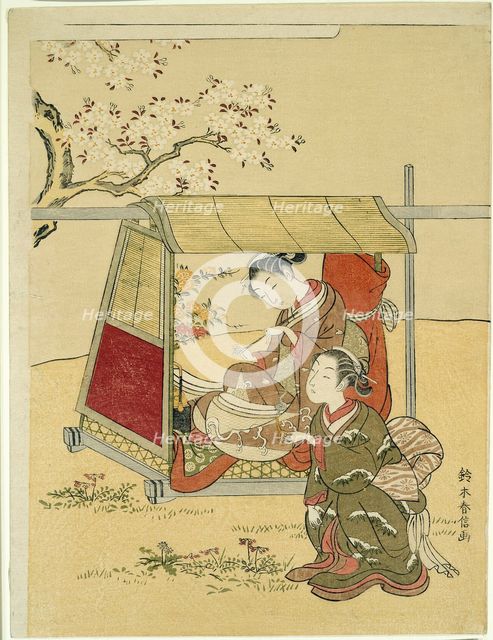Resting in a Palanquin Beneath Cherry Blossoms, c. 1767/68. Creator: Suzuki Harunobu.