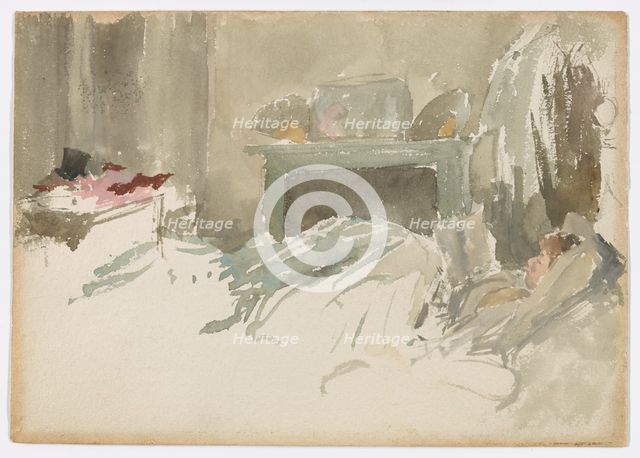 Resting in Bed, 1883-1884. Creator: James Abbott McNeill Whistler.