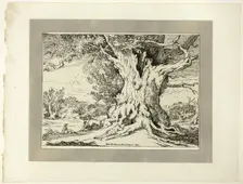 Resting, Men and Dogs Under a Big Tree, from the first issue of Specimens of..., 1802, pub 1803. Creator: William Alfred Delamotte