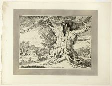 Resting, Men and Dogs Under a Big Tree, from the first issue of Specimens of..., 1802, pub 1803. Creator: William Alfred Delamotte