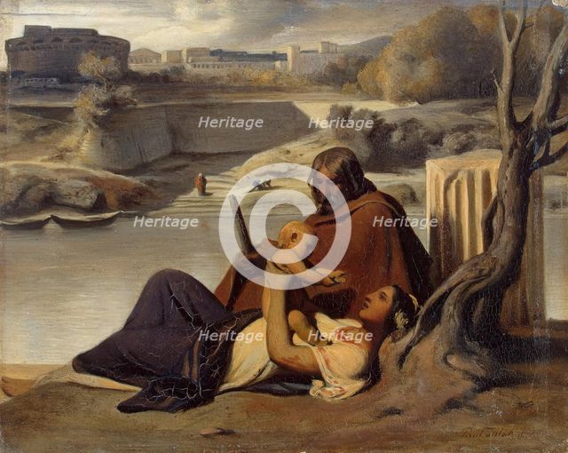 Resting on the Banks of the Tiber, 1838. Creator: Paul Delaroche.