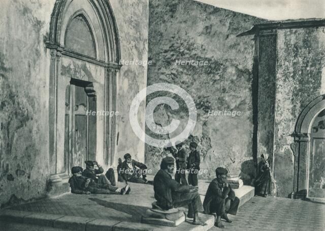 Resting outside a church, Taormina, Sicily, Italy, 1927. Artist: Eugen Poppel.