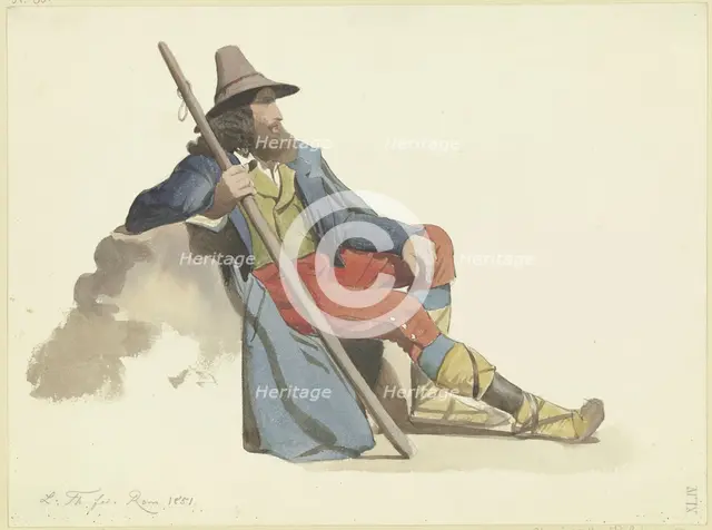 Resting shepherd of the Roman Campagna, 1851. Creator: Ludwig Thiersch.