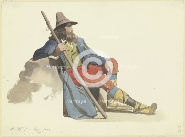 Resting shepherd of the Roman Campagna, 1851. Creator: Ludwig Thiersch.